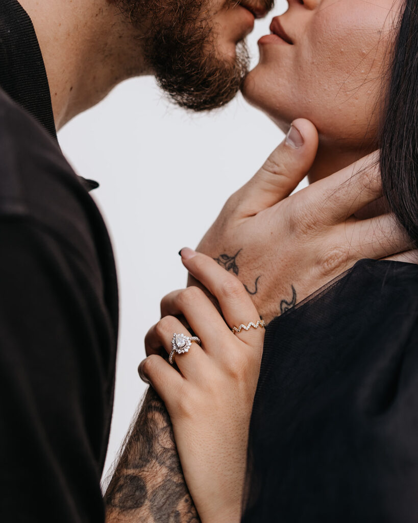 Man and woman touch noses
