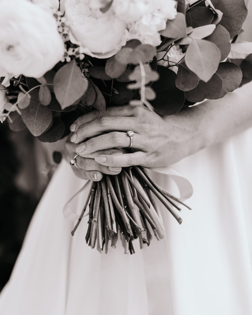 Bride holds her bouquet