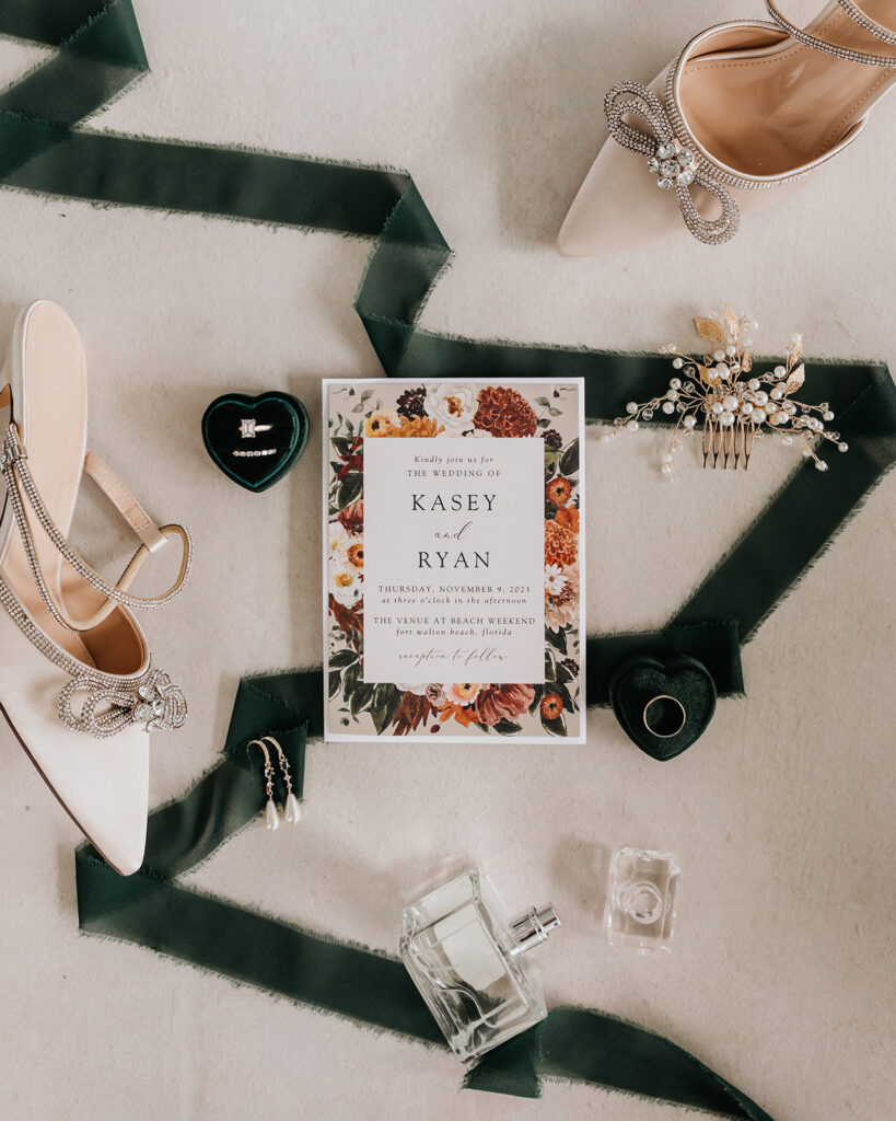 wedding invitations and heels