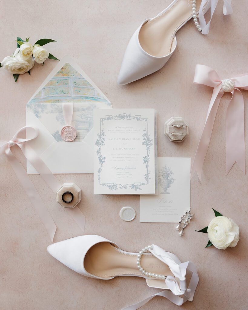 wedding invitations and shoes