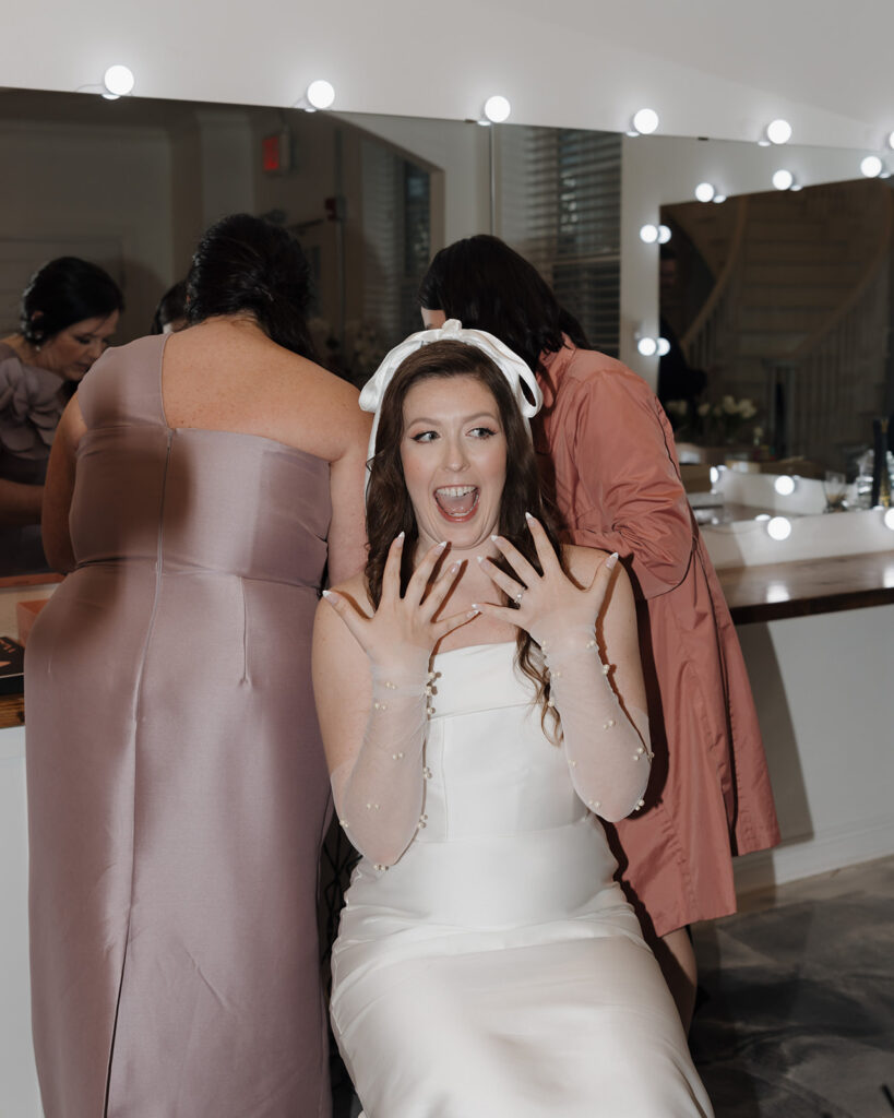 bride gets her hair done