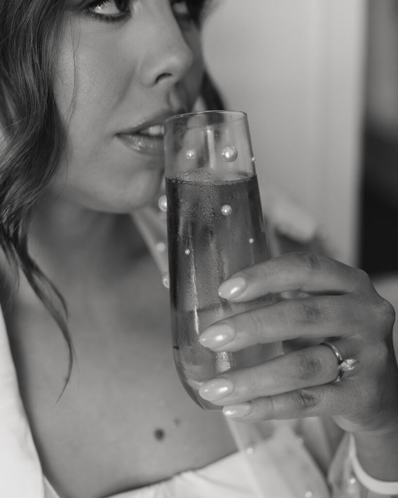 woman drinks champagne