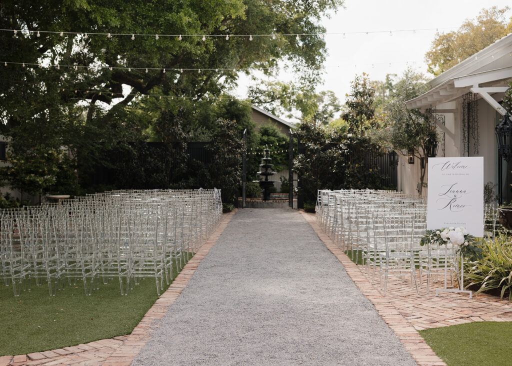 ceremony setup at Supposey Warehouse and Gardens