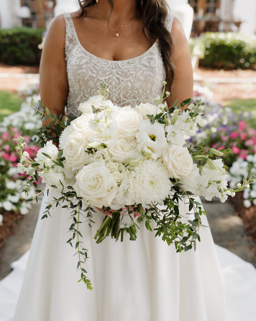 bride holds wedding bouquet