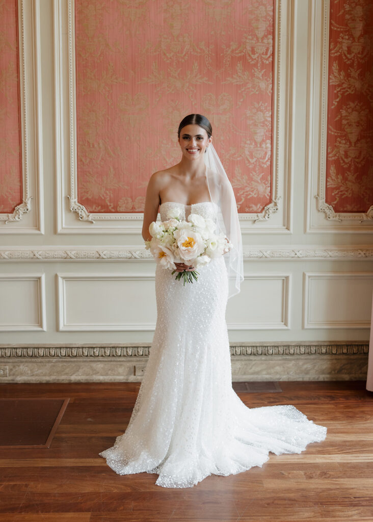 bride holds her bouquet