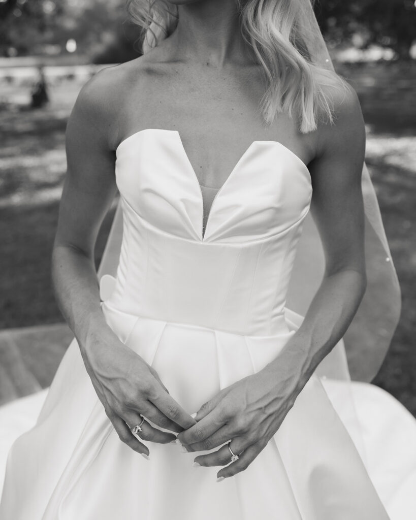 bride's wedding dress details