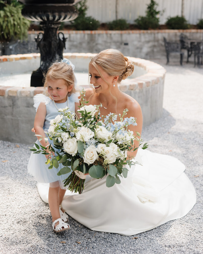 bride and flower girl