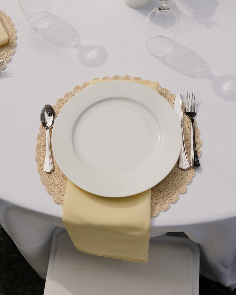 plate with yellow napkin