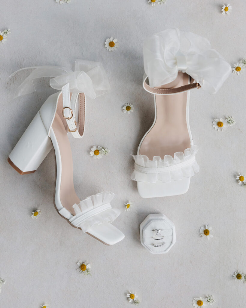 bride's heels and ring