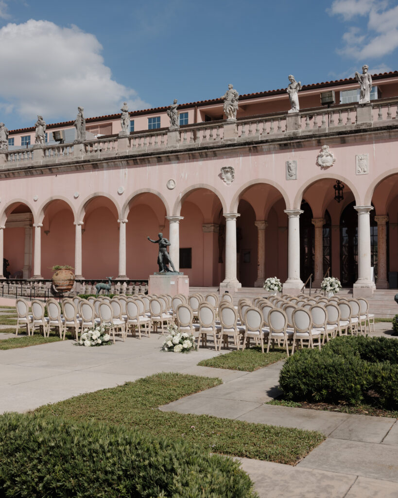 Ceremony setup in the Ringling courtyard