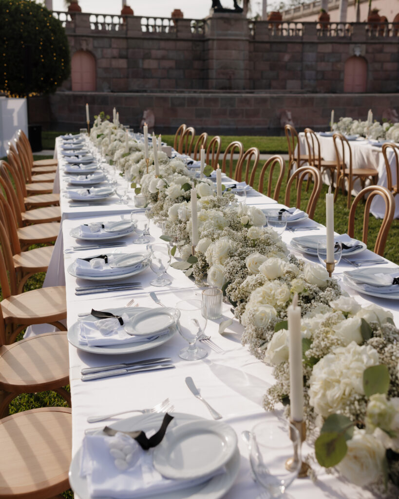 reception table setup at the Ringling art museum