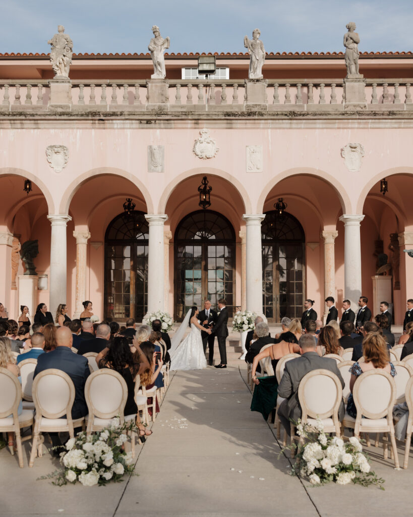 bride and groom exchange vows