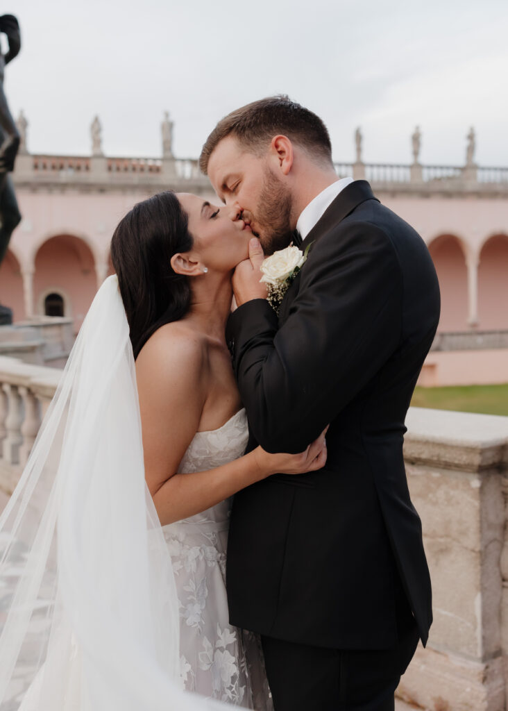 bride and groom kiss