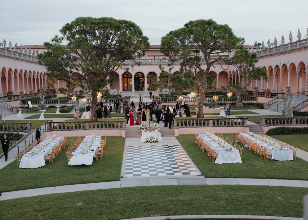 cocktail hour in the Ringling courtyard