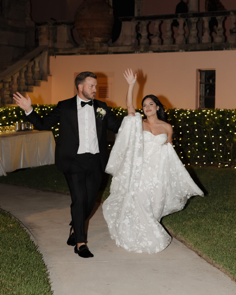 bride and groom enter reception