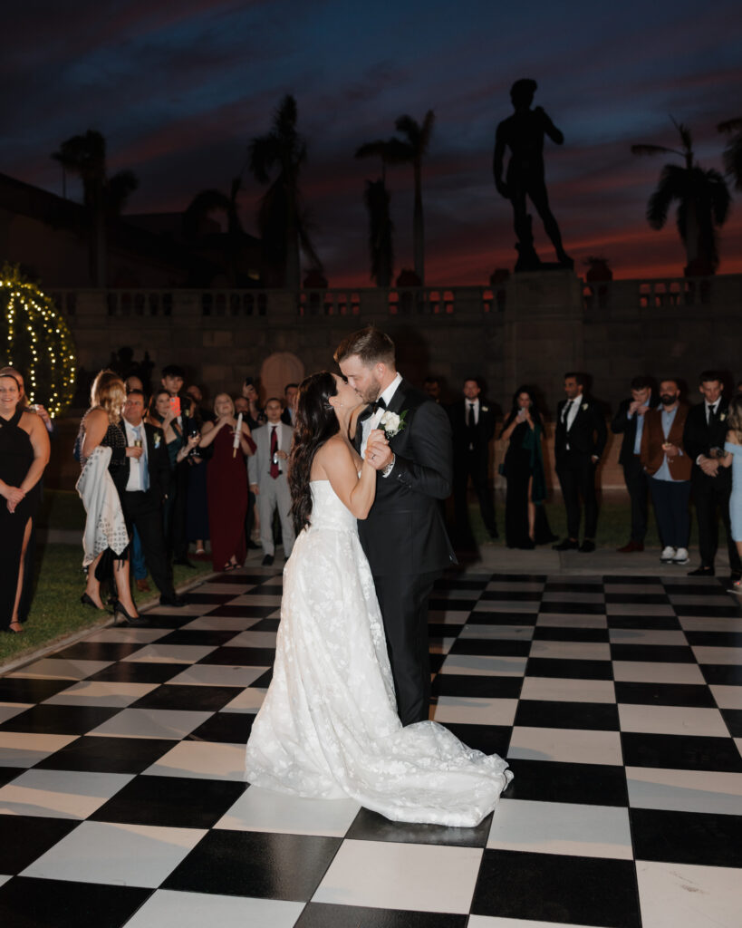 bride and groom share their first dance