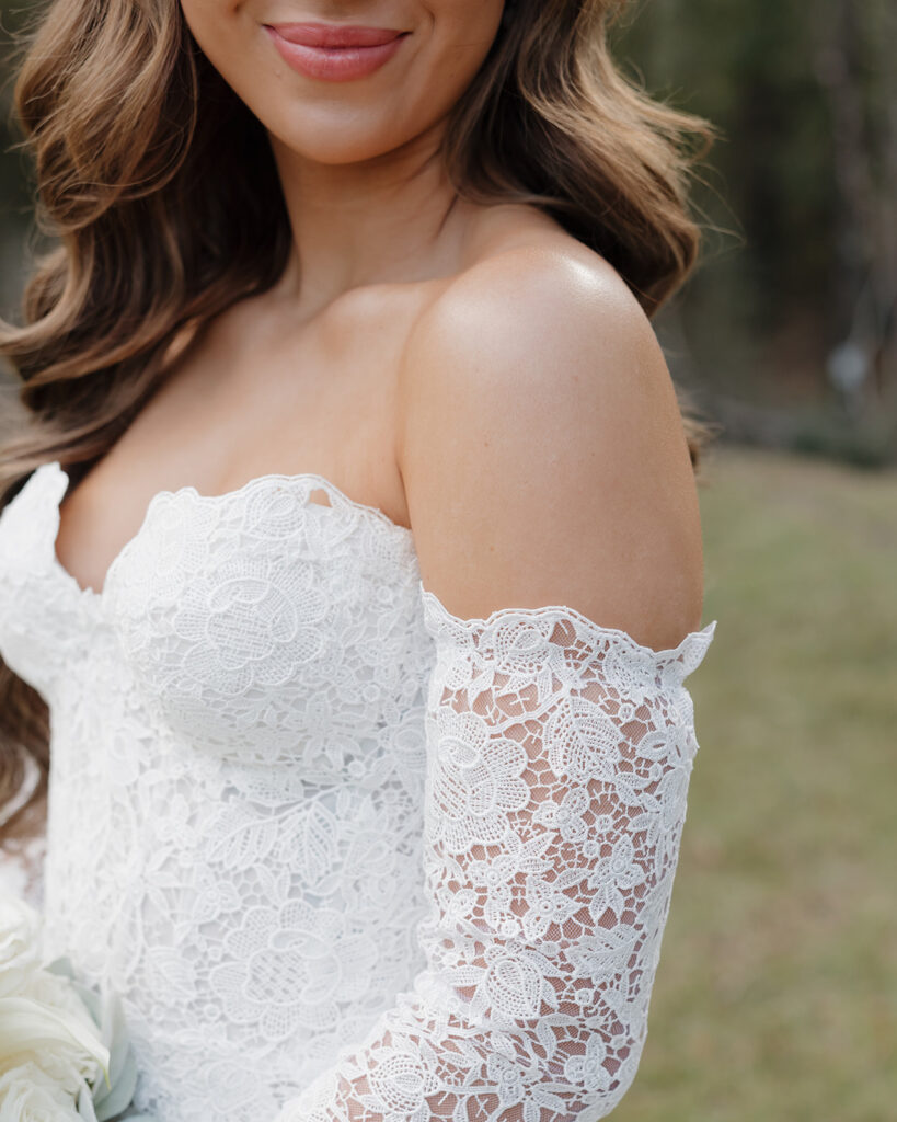 lace details on wedding dress