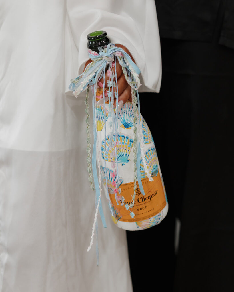 decorated champagne bottle