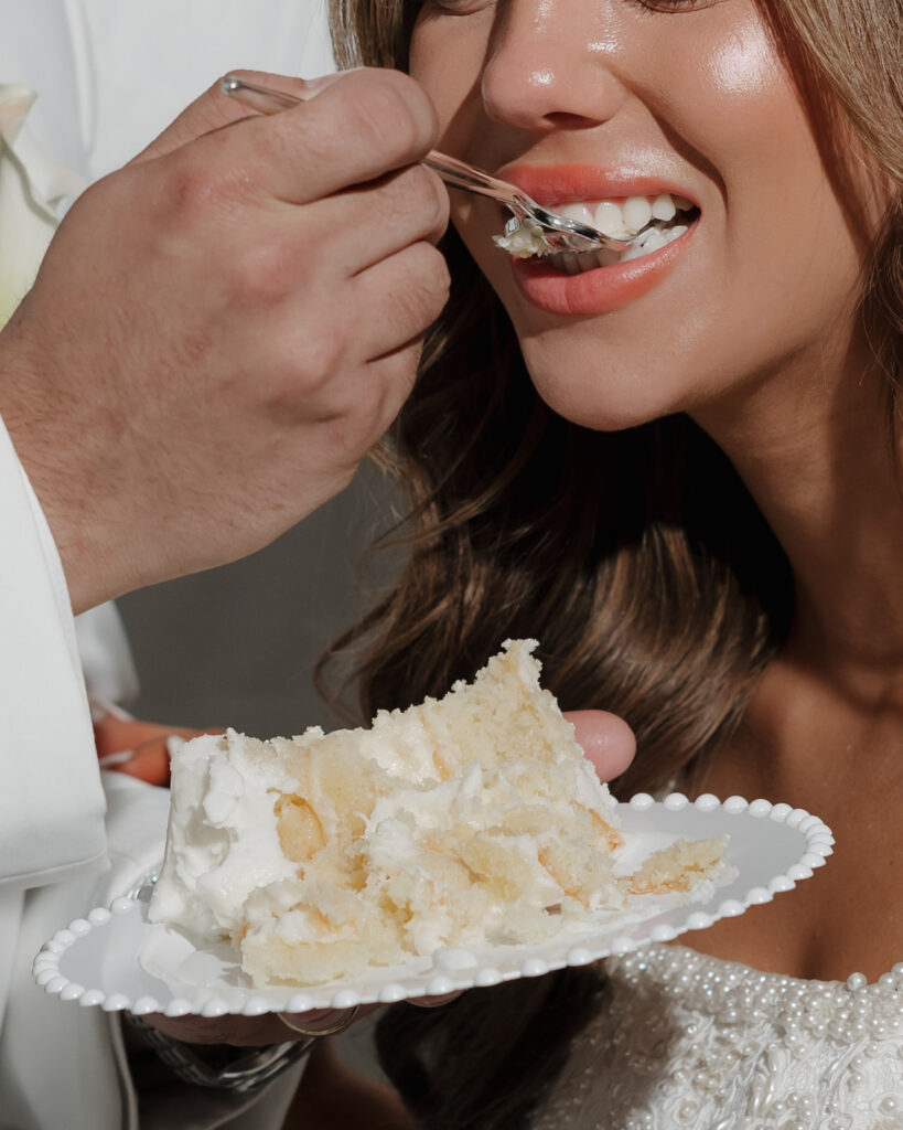 bride eats cake