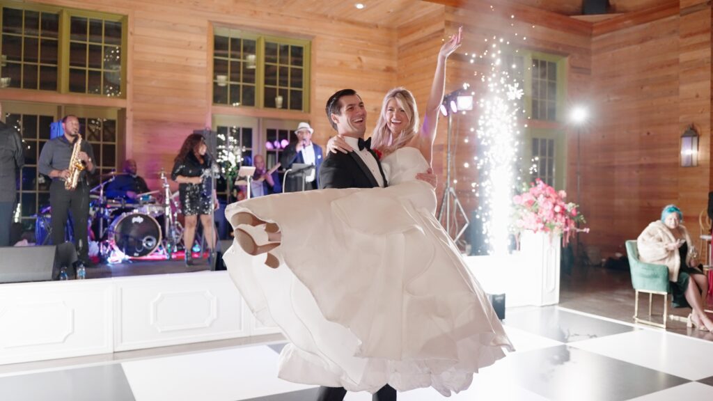 bride and groom dance at the WaterColor LakeHouse in Watercolor, FL