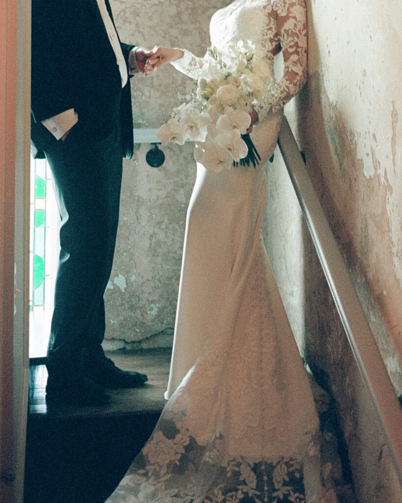 bride holds bouquet