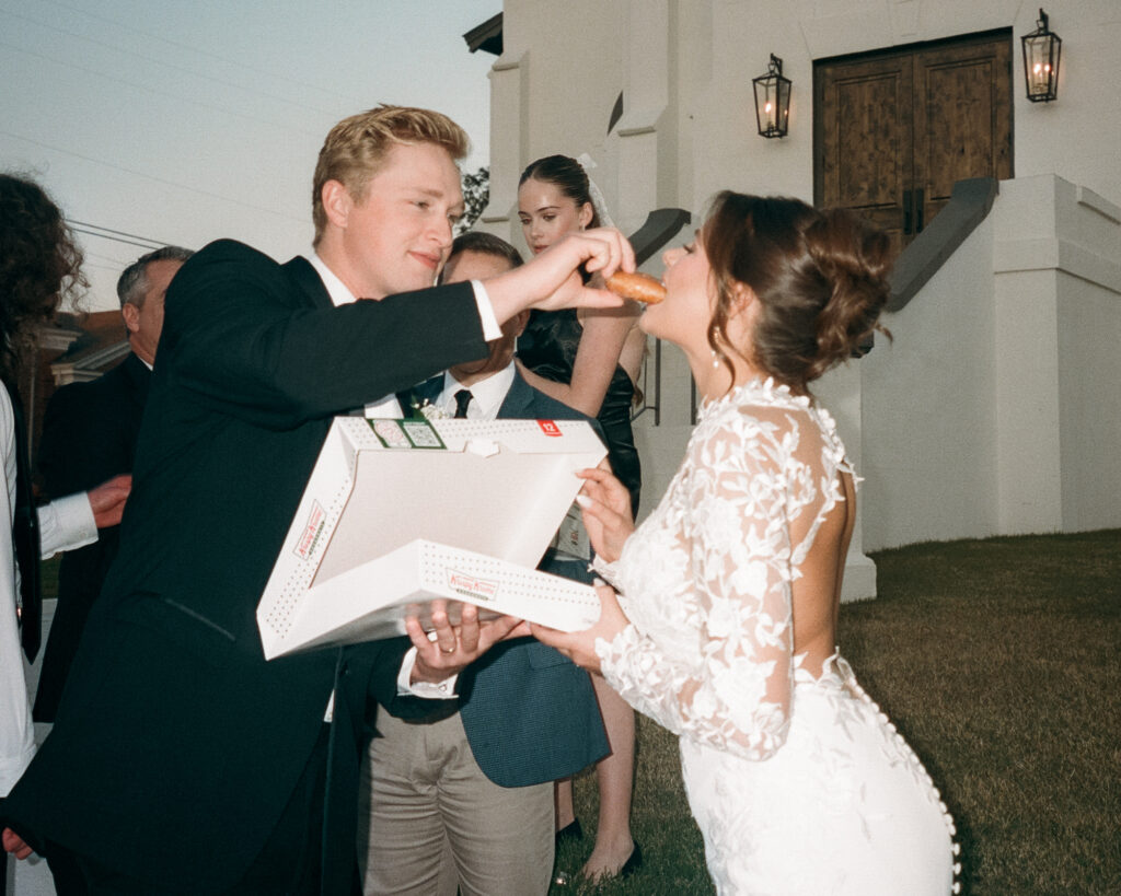 bride eats donuts