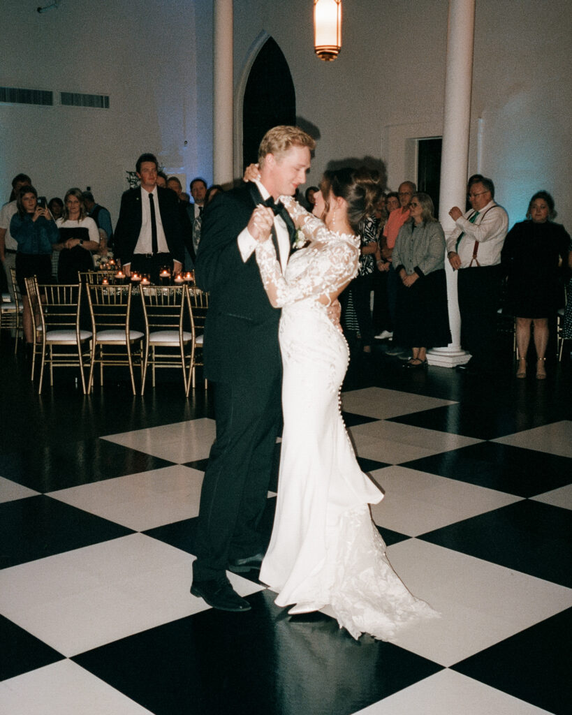 man and woman share their first dance