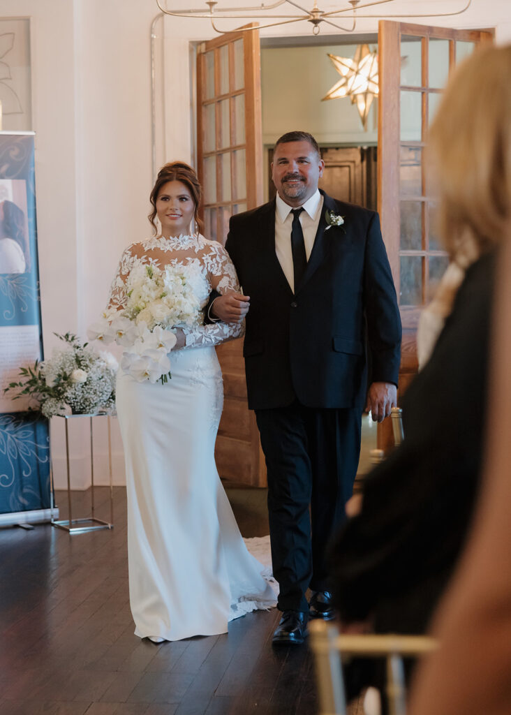 bride walks down the aisle