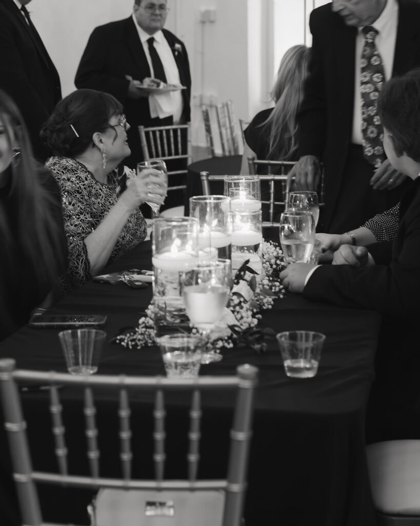 wedding guests enjoy drinks