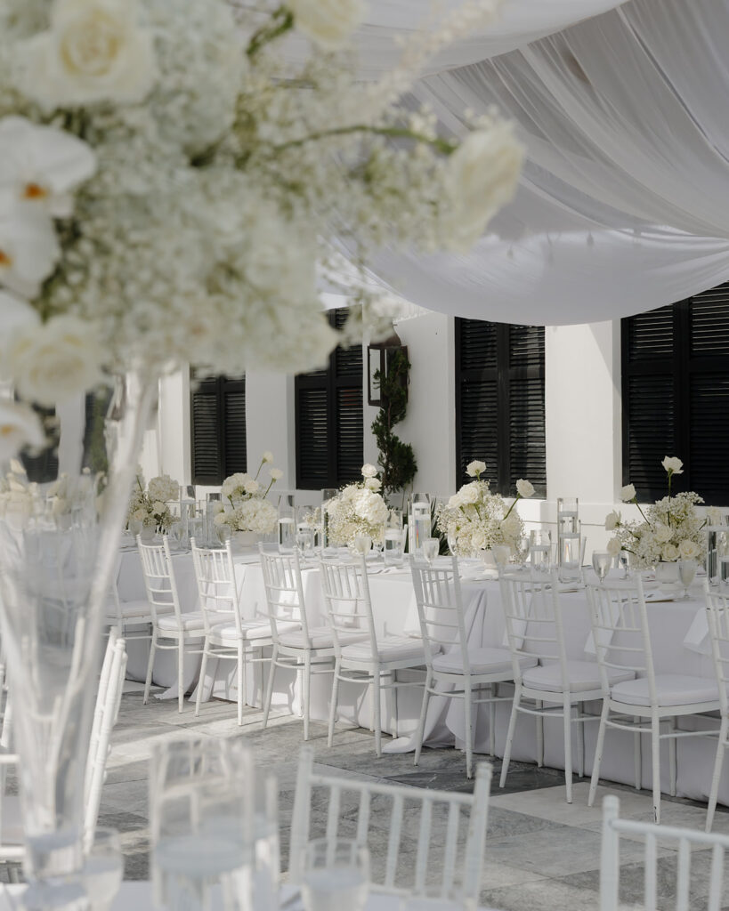 wedding reception decor at the Pearl in Rosemary Beach Florida
