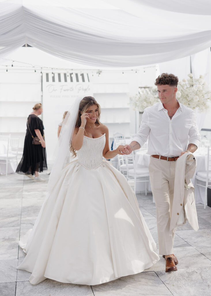 bride and groom see their reception reveal