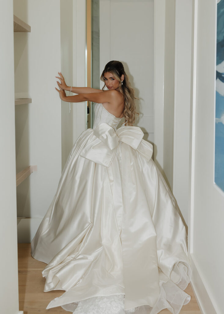 bride poses in her 30A wedding venue