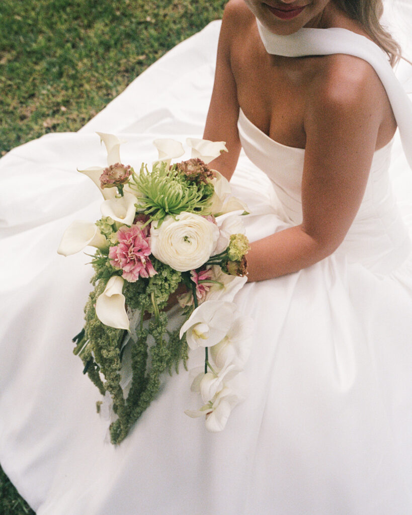 wedding bouquet on film