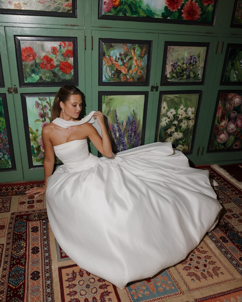 bride sits in Sydonie Mansion