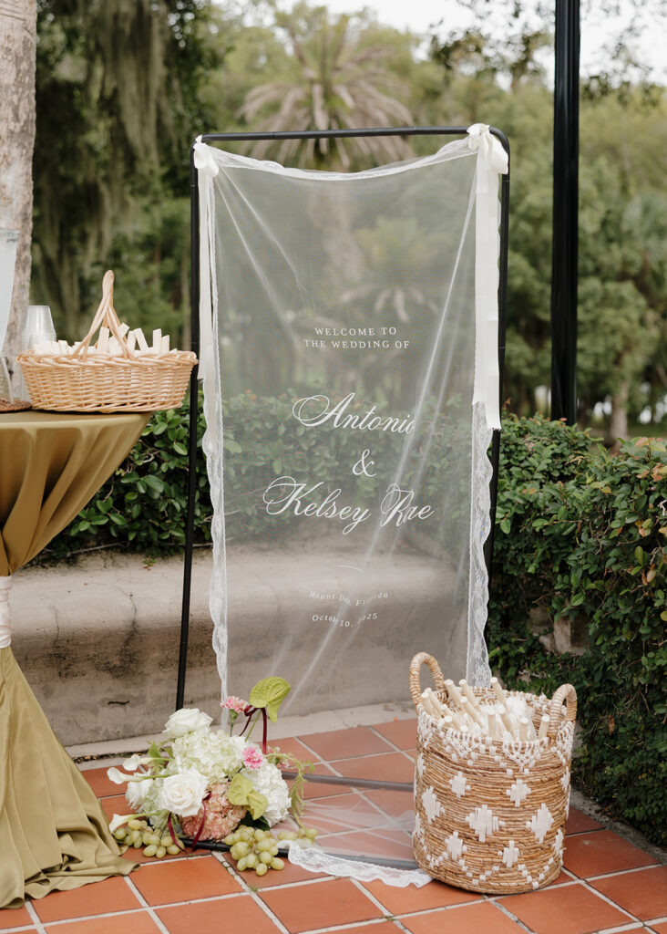 wedding welcome sign at Sydonie Mansion