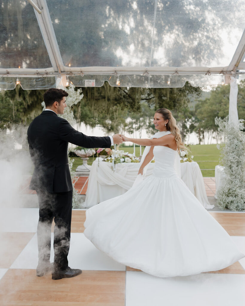 bride and groom dance